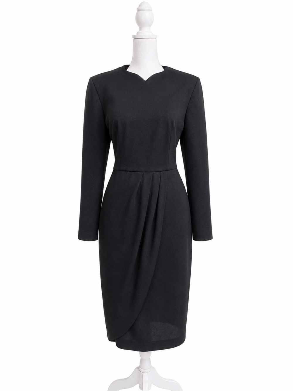 Vintage Caron Chicago Black Draped Sheath Cocktail Dress Womens Size 8